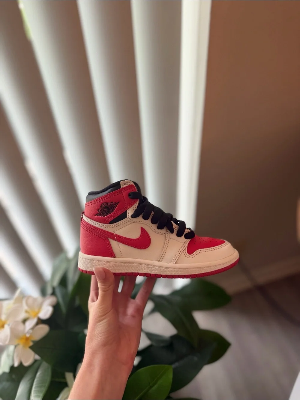 Nike Kids Pink and White High-Top Sneakers with Black Laces